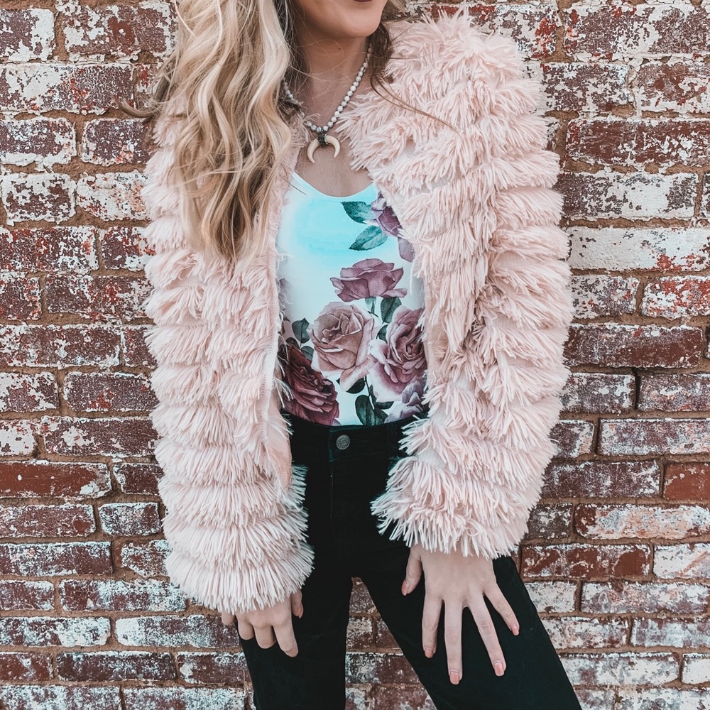 Pink Fur Cardigan